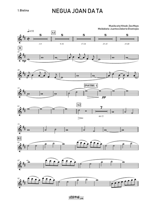 Negua Joan da ta (Parts) (Arr. Juantxo Zeberio Etxetxipia) (Full Orchestra)