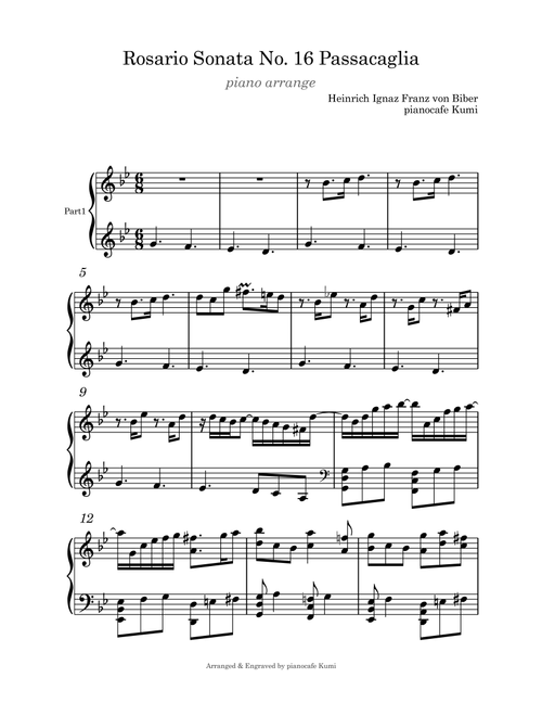Rosary Sonata No.16 Passacaglia (Arr. pianocafe Kumi) (Piano Solo)