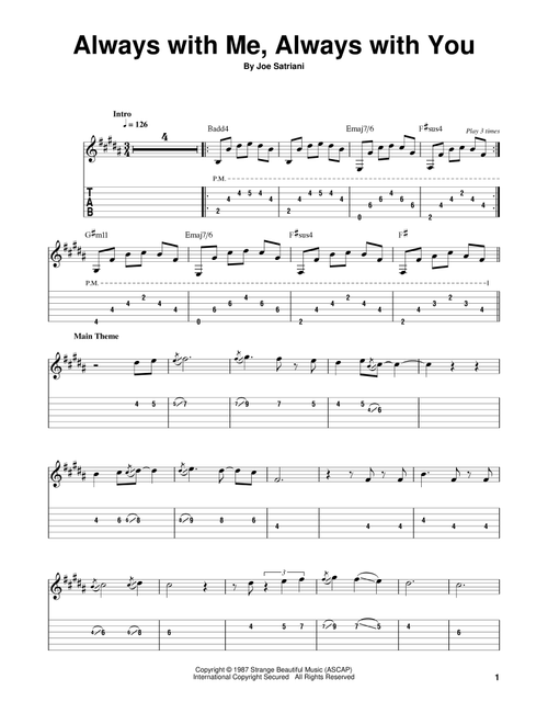 Always With Me, Always With You - Joe Satriani (Easy Guitar with TAB)