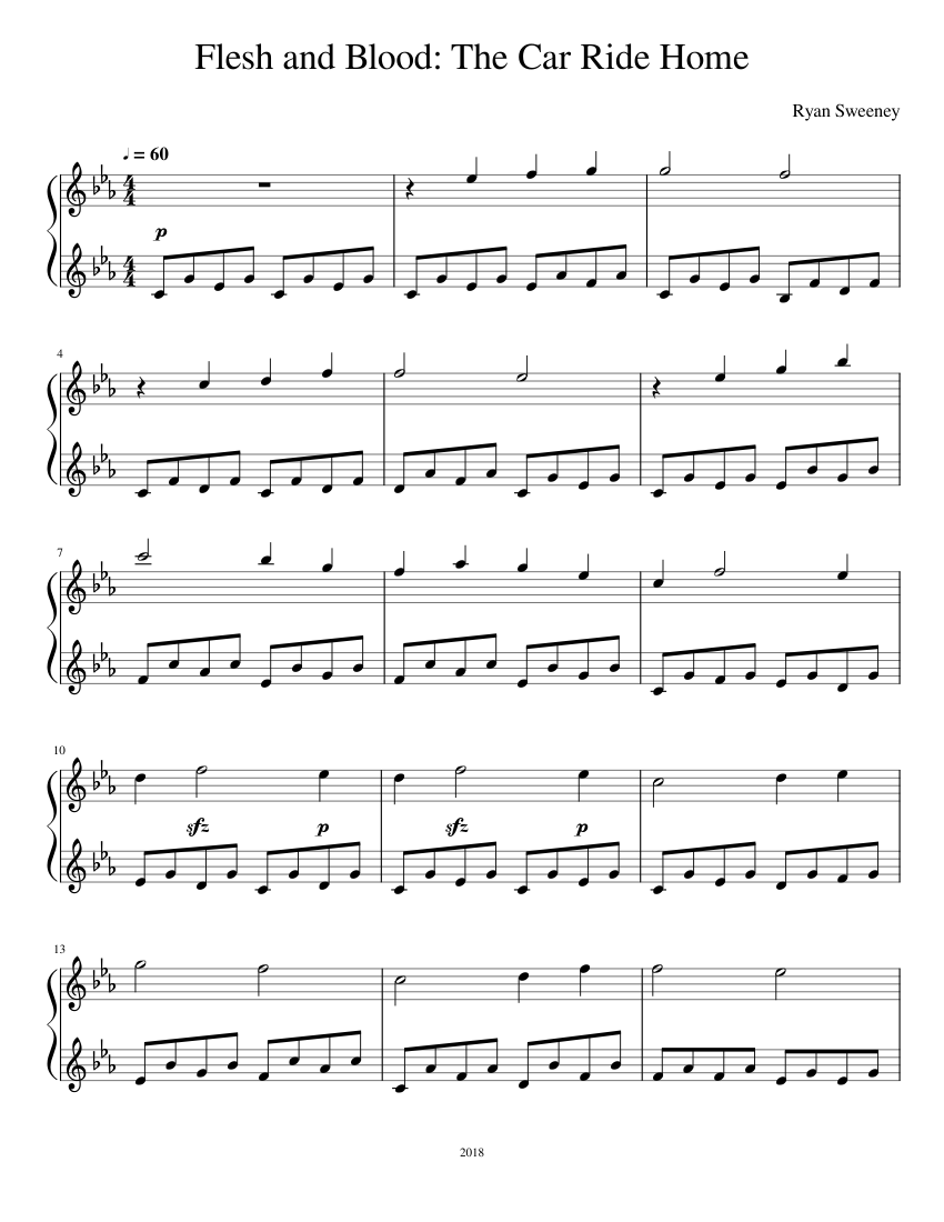 Flesh and Blood The Car Ride Home Sheet music for Piano (Solo