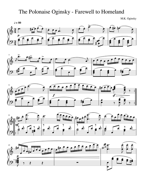 The Polonaise Oginsky - Farewell to Homeland
