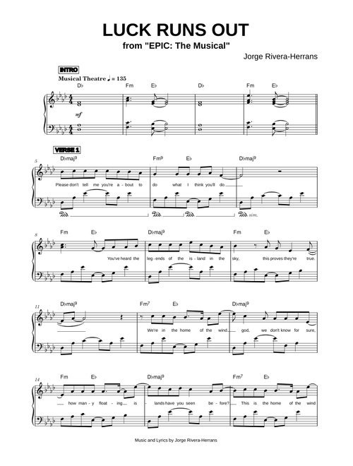 Luck Runs Out [EPIC The Musical] - Jorge Rivera-Herrans (Piano)