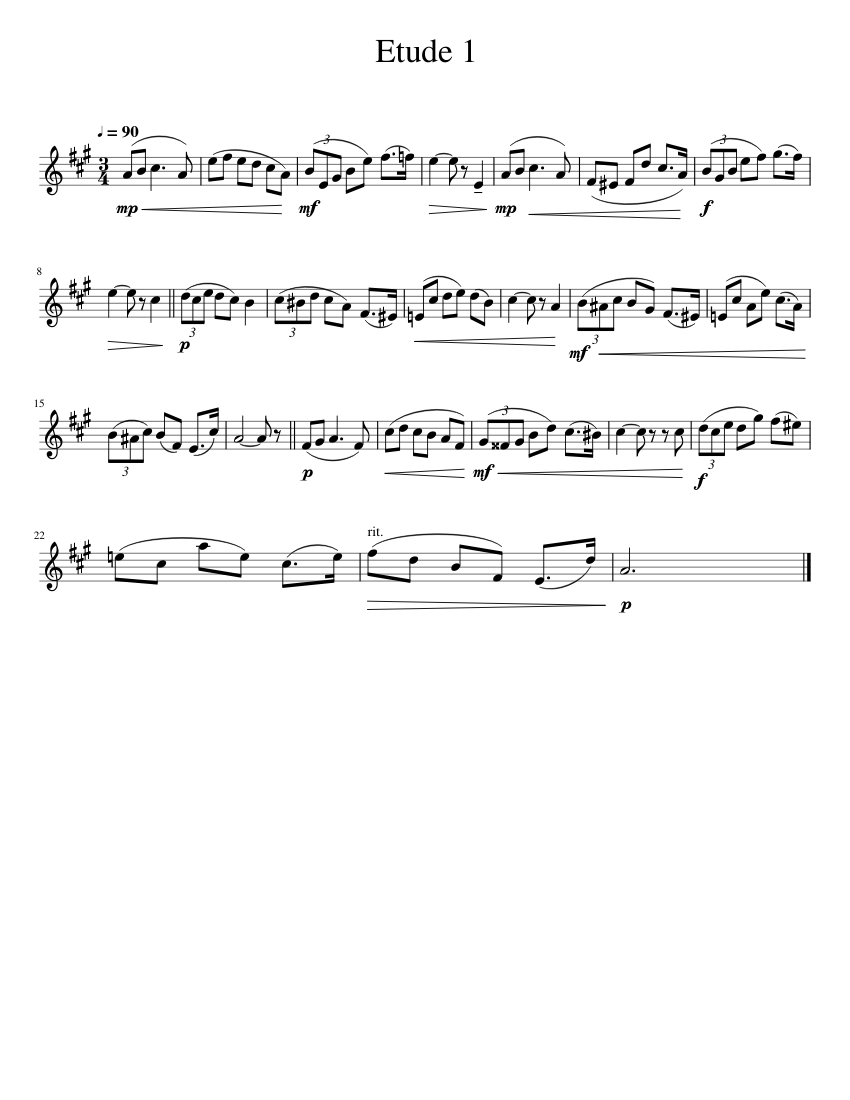 Trumpet Etude 1 Sheet Music for Trumpet in b-flat (Solo) | MuseScore.com