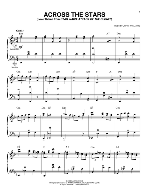 Across The Stars (from Star Wars: Attack of the Clones) - John Williams (Accordion)
