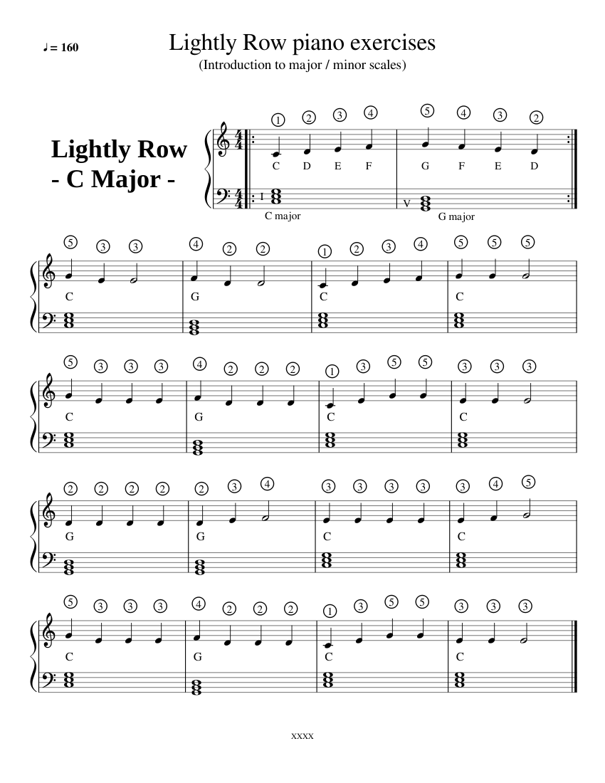 Lightly Row piano exercise Sheet Music with Chords for Piano (Solo ...