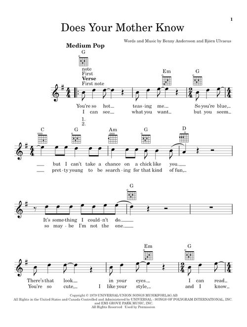 Does Your Mother Know - ABBA (Ukulele)