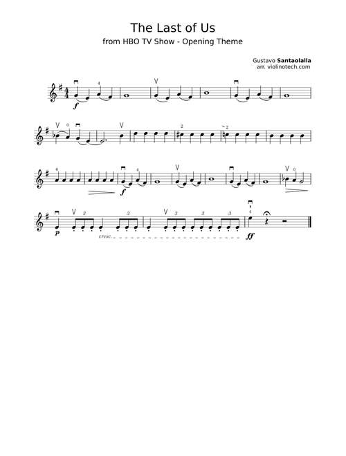 The Last of Us - Opening Theme - G. Santaolalla - Easy Violin