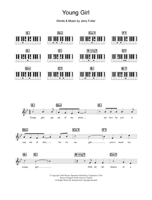Young Girl - Gary Puckett & The Union Gap (Piano Chords-Lyrics)