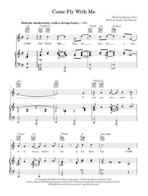 Come fly with me - Frank Sinatra (Piano-Vocal-Guitar (Piano Accompaniment))