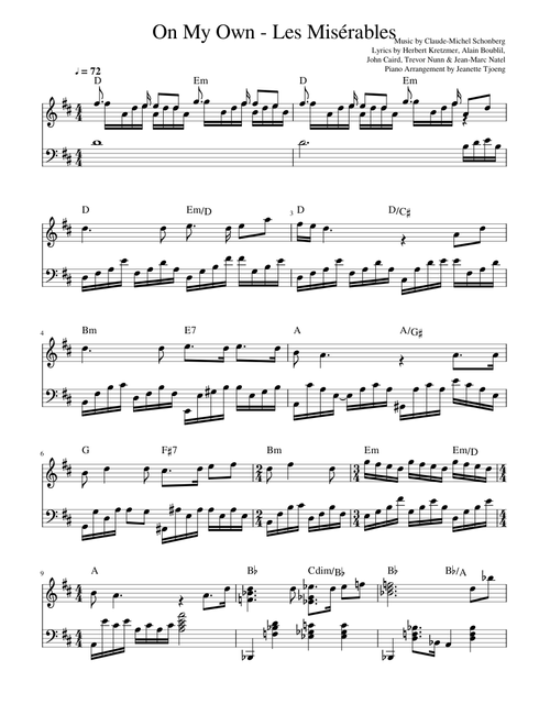 On My Own - Les Misérables (Piano Cover)