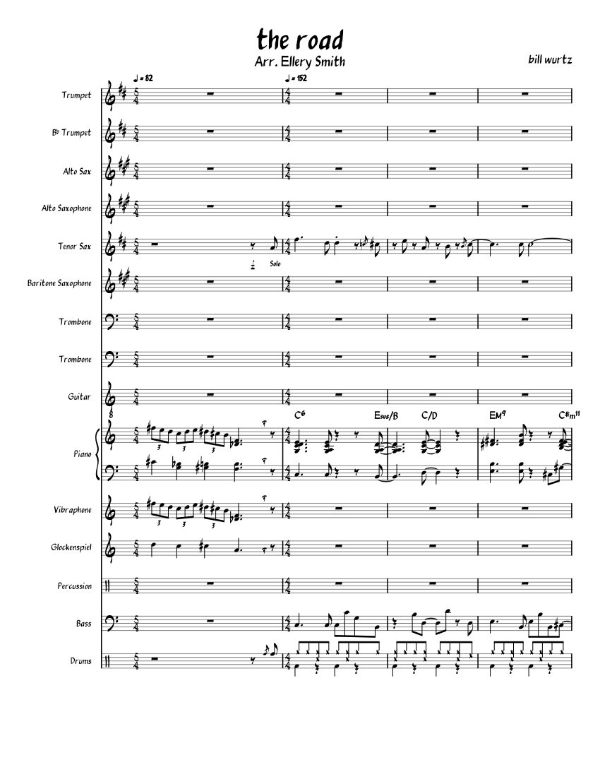 The Road - Bill Wurtz for Jazz Band Sheet music for Piano, Trombone,  Saxophone alto, Saxophone tenor & more instruments (Mixed Ensemble) |  Musescore.com