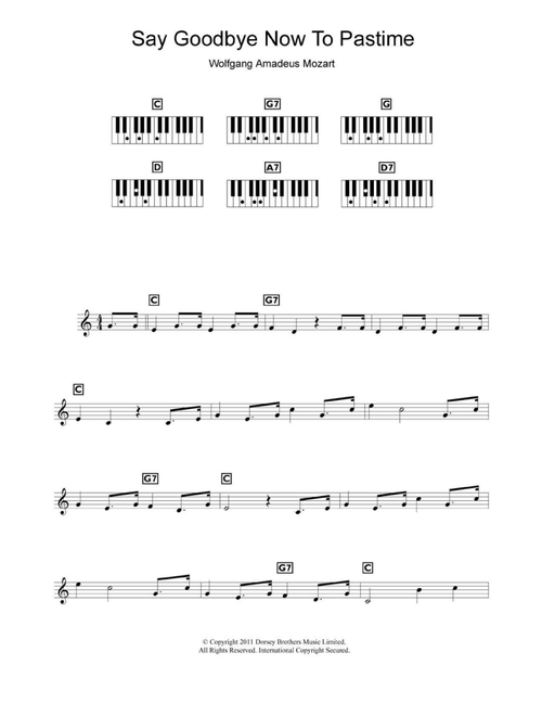 Say Goodbye Now To Pastime - Wolfgang Amadeus Mozart (Piano Chords-Lyrics)
