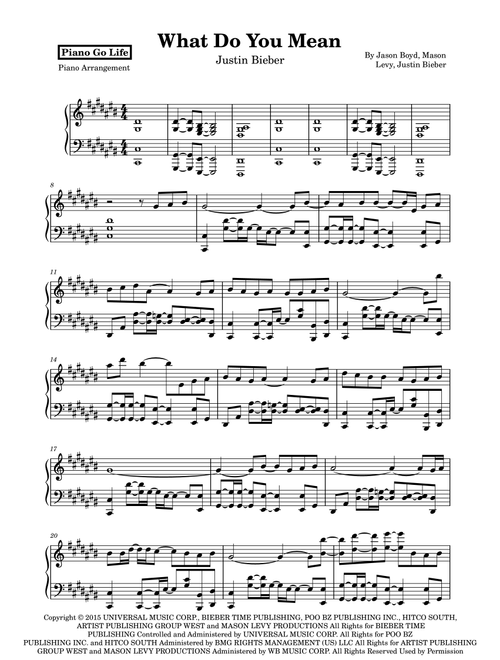 What Do You Mean? (Arr. Piano Go Life) - Justin Bieber (Piano Solo)