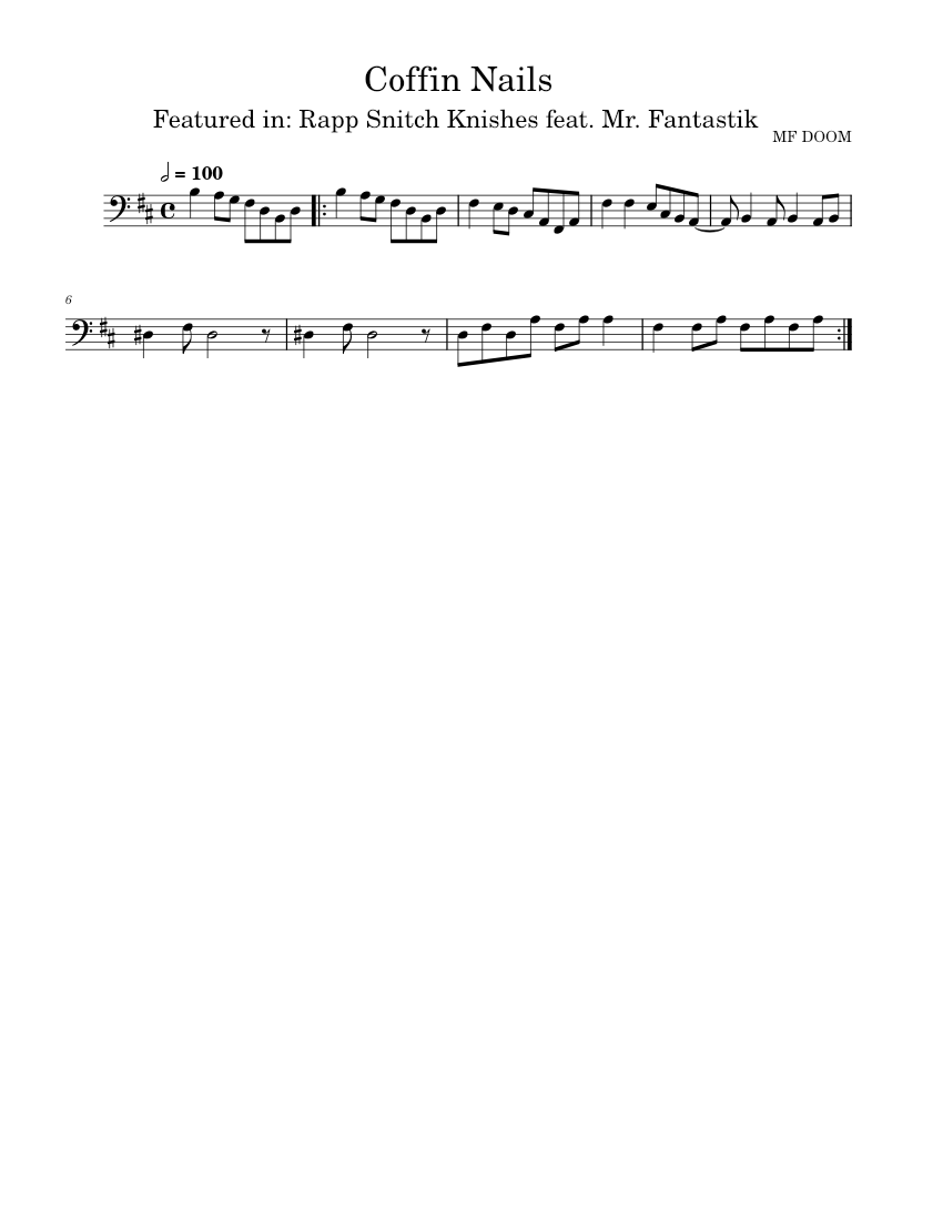 Coffin Nails MF DOOM Sheet music for Trombone (Solo)