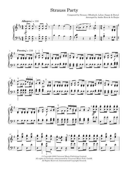 Strauss Party - André Rieu, Johann Strauss Orchestra (Piano Solo)