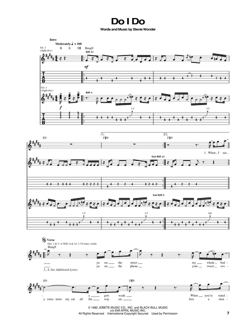 Do I Do - Stevie Wonder (Guitar Tab)