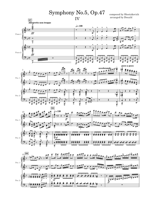 Shostakovich: Symphony No.5, Op.47 - 4. Allegro non troppo (for Piano Duo)