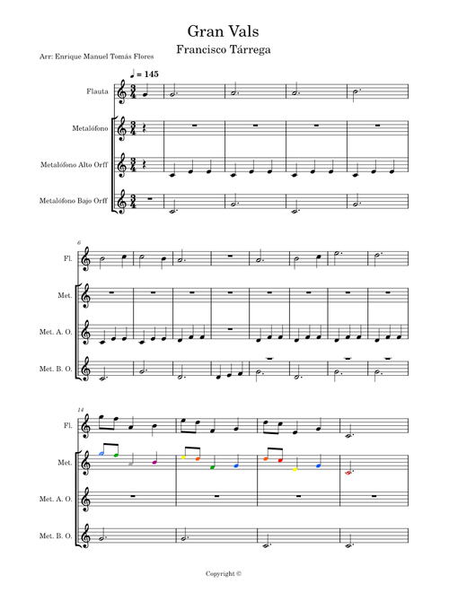 Gran Vals  – Francisco Tarrega Gran Vals - Tárrega - Intrumentos escolares