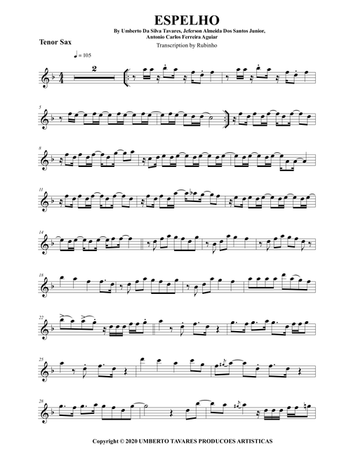 Espelho (Arr. Rubinho) - Jeferson Almeida Dos Santos Junior, Umberto Da Silva Tavares, Antonio Carlos Ferreira Aguiar (Tenor Sax Solo)