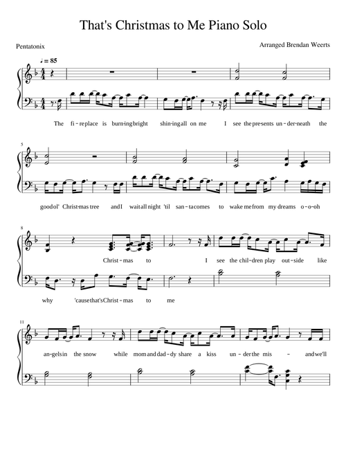 That's Christmas to Me - Pentatonix (Piano Solo)
