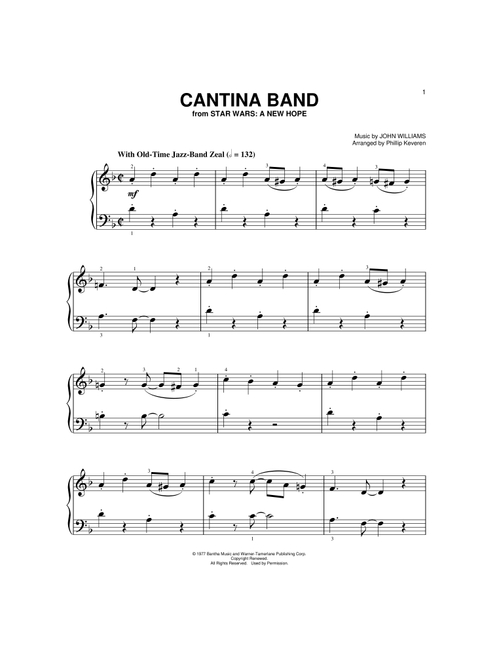 Cantina Band (from Star Wars: A New Hope) (arr. Phillip Keveren) - John Williams (Big Note Piano)