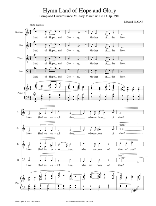 Coronation Ode, op.44, No.6 (Land of Hope and Glory) by  Elgar, Edward