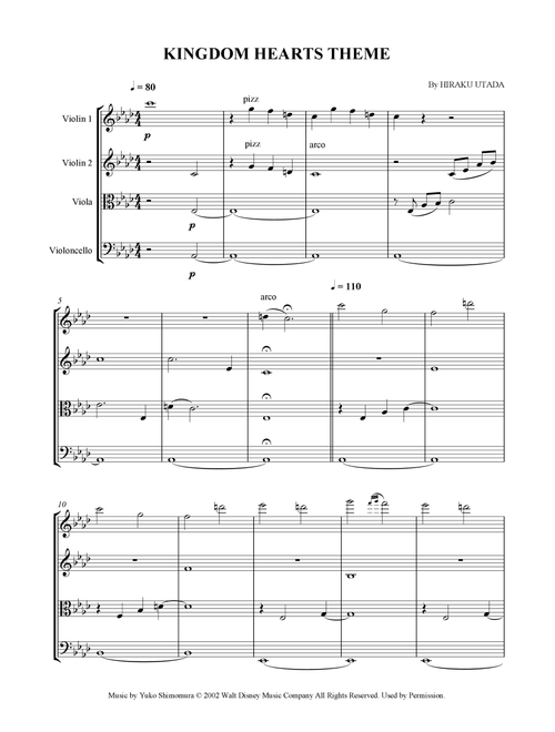 Kingdom Hearts Theme (Arr. SCMusic) - Hikaru Utada (String Quartet)