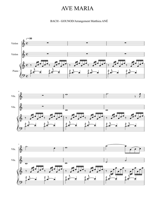 BACH-GOUNOD AVE MARIA TRIO 2 violins & piano