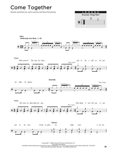 Come Together - The Beatles (Drum Chart)