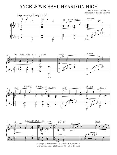 Angels We Have Heard On High [Jazz version] (arr. Phillip Keveren) - Traditional French Carol (Piano Solo)