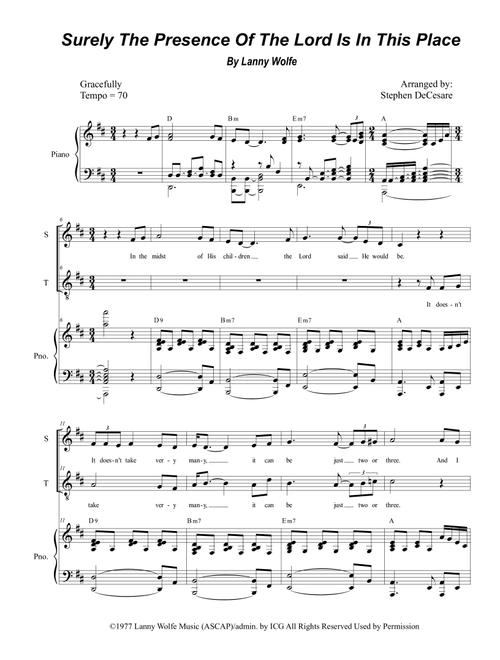 Surely The Presence Of The Lord Is In This Place (Arr. Stephen DeCesare) - Lanny Wolfe (Vocal Duet)