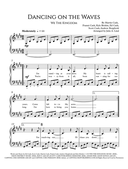 Dancing On The Waves (Arr. Julie A. Lind) - We The Kingdom (Piano Solo)