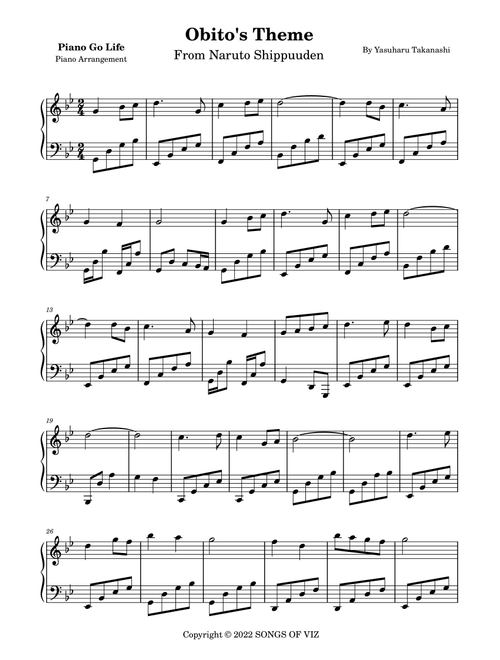 Obito's Theme (Arr. Piano Go Life) - Yasuharu Takanashi (Piano Solo)