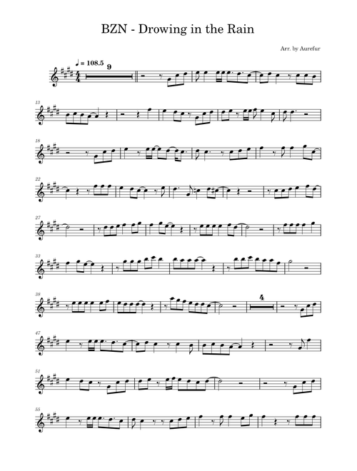 Drowning in the Rain – BZN (for Trumpet in Bb)