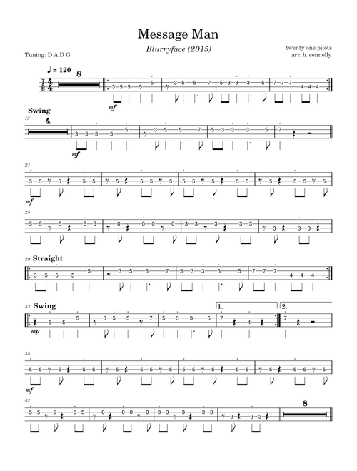 Message man – Twenty One Pilots (BASS TAB) **CHANGE AUDIO SOURCE**