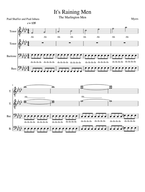 It s Raining Men Vocal Male's Group (WIP)