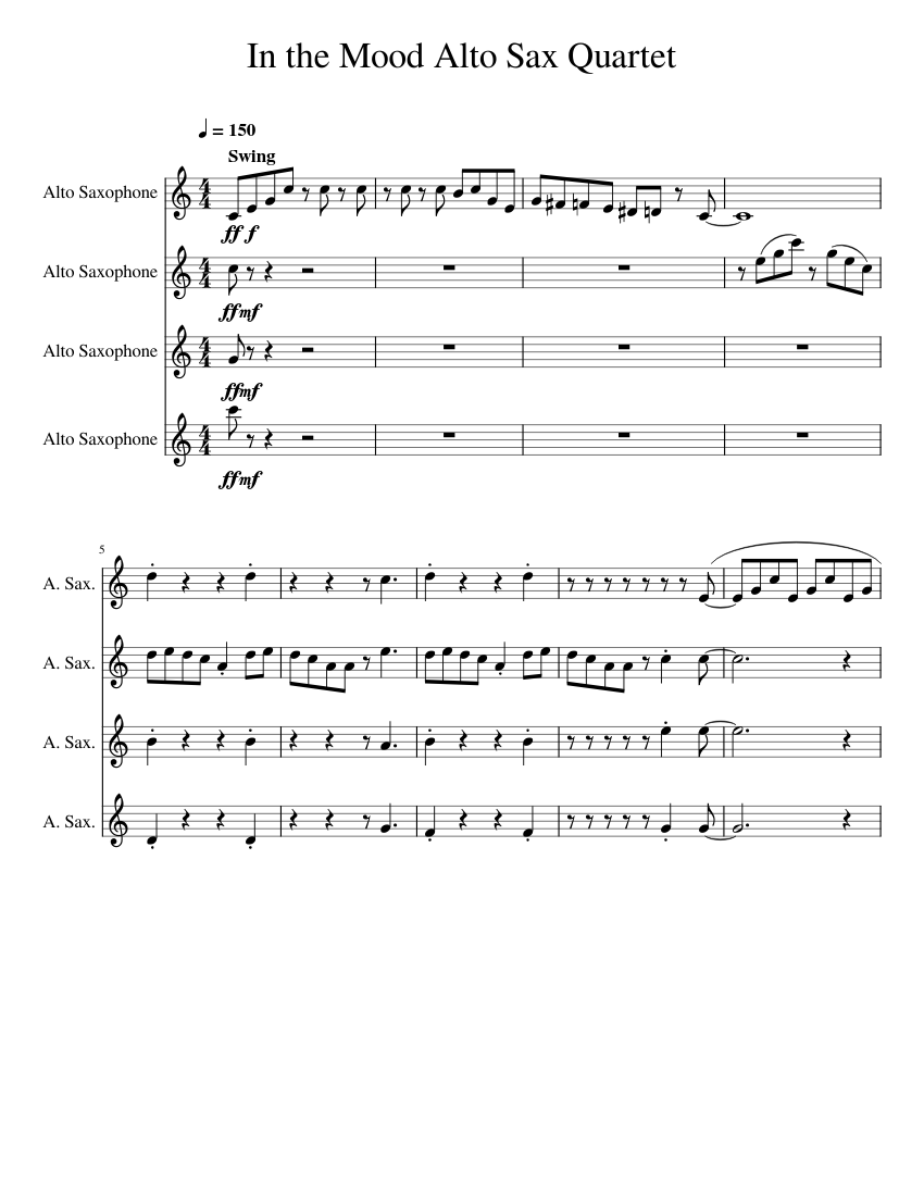 In the mood saxophone sheet music on sale