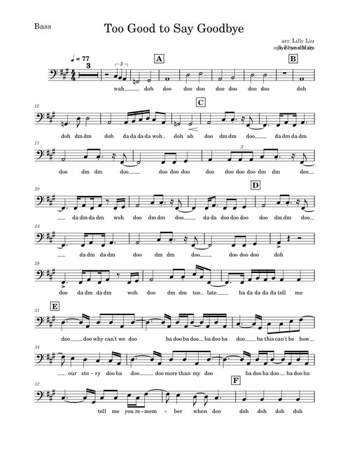 Too Good To Say Goodbye - Bruno Mars (bass)