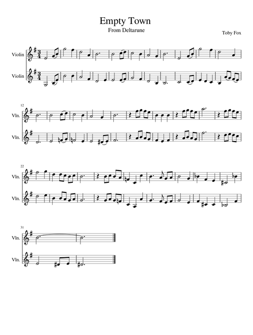 Empty Town - Deltarune Violin Duet