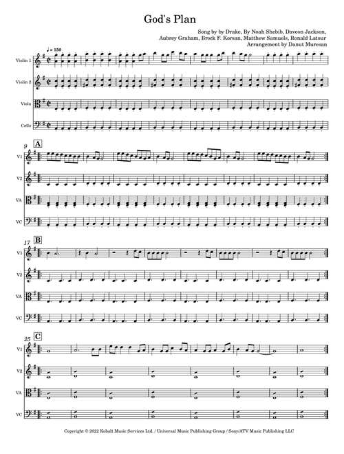 God's Plan (Arr. Danut Muresan) - Drake (String Quartet)