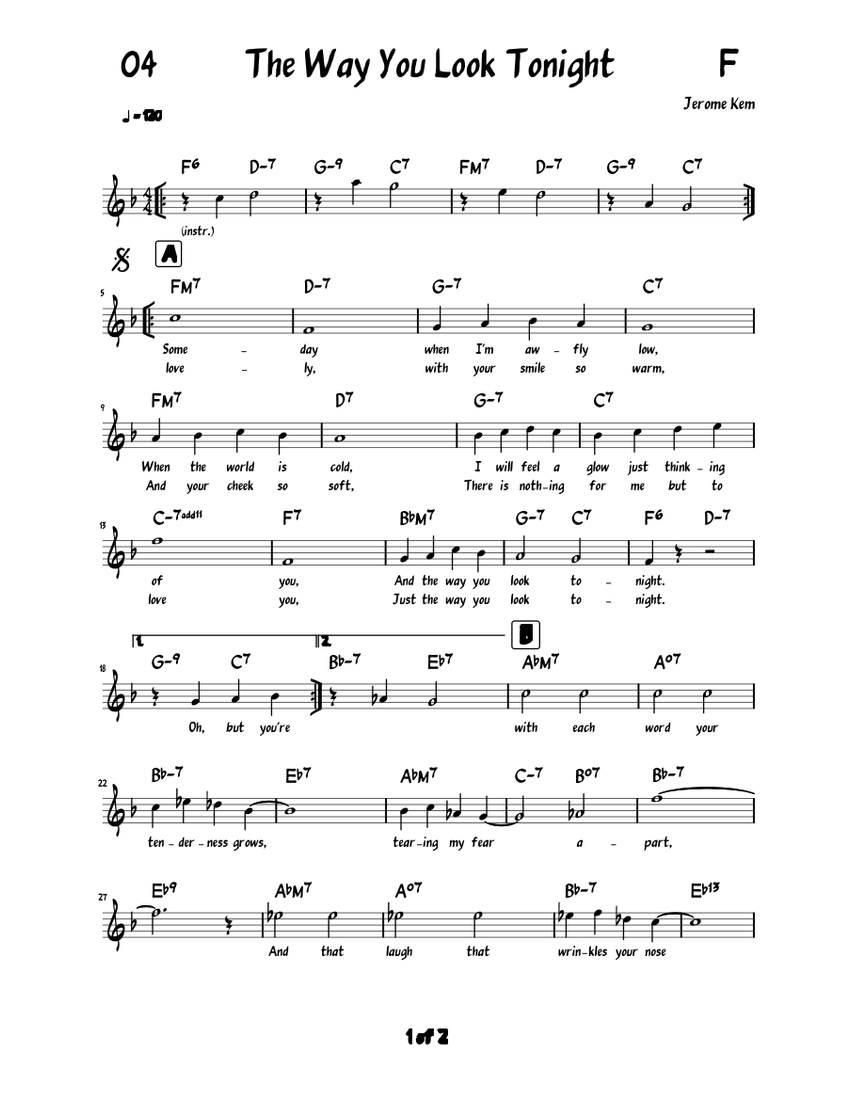 04 The Way You Look Tonight F major Sheet music for Piano (Solo) Easy