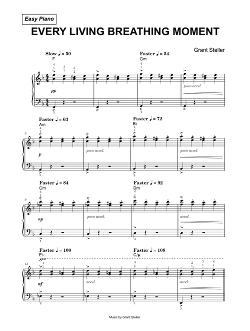 Every Living Breathing Moment - Grant Steller (Easy Piano)