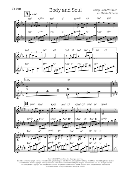 Body And Soul (Arr. Katrin Scherer) - Tony Bennett & Amy Winehouse (Small Ensemble)