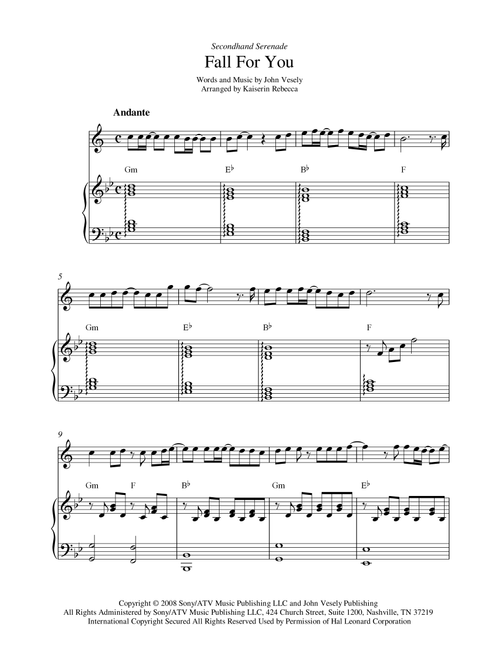 Fall For You (Arr. Kaiserin Rebecca) - Secondhand Serenade (Tenor Sax and Piano)