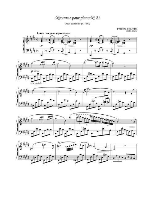 Nocturnes NO.21- Fryderyk Franciszek Chopin (Piano Solo)