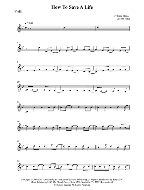How To Save A Life (Arr. Wesley S. SIlva) - The Fray (Violin Solo)