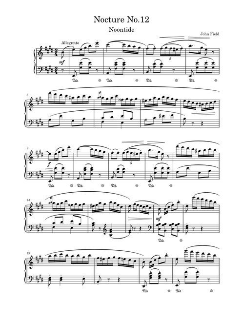 Nocturne for piano [No.18]  "Noontide" in E Major, H13K – John Field