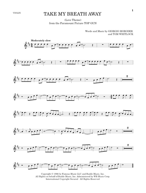 Take My Breath Away (Love Theme) - Berlin, Jessica Simpson (Violin Solo)