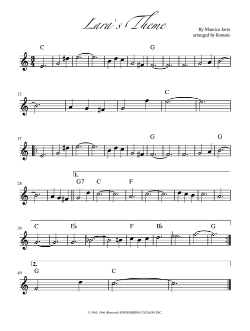 Lara's Theme (Arr. Lkmusic) - Maurice Jarre (Flute Solo)
