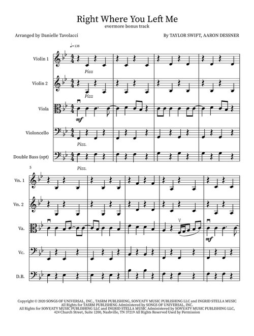 Right Where You Left Me (Arr. Danielle Tavolacci) - Taylor Swift (Orchestra)